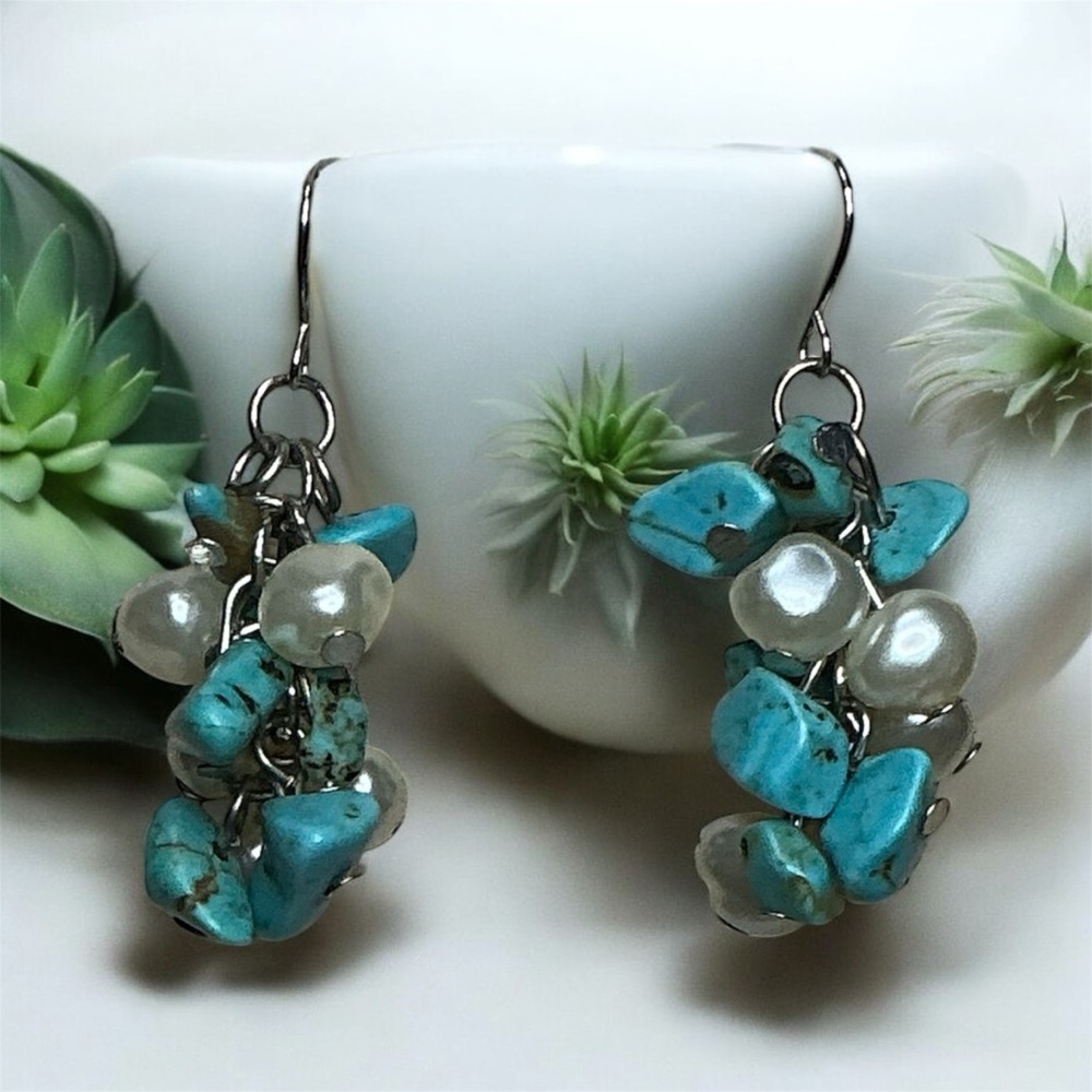Turquoise and Silver Dangle Earrings
